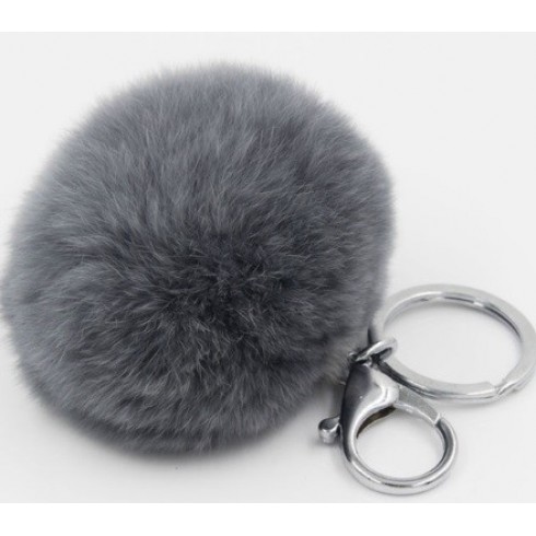 Chaveiro Pompom com Pelo de Coelho