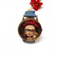 Relógio Vintage Colorido Modelo Frida Kahlo