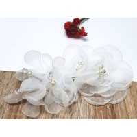 Arranjo de Cabelos com Flores em Organza e Pérolas TII0420