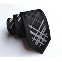 Gravata Slim Importada em Seda Black com Textura -  MAI0115