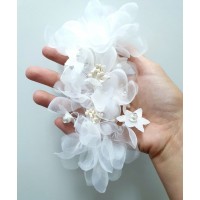 Arranjo Floral Presilha Com Organza, Pérolas E Cristais - TII0477