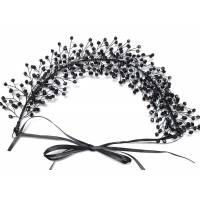 Headband Tiara Articulada Com Cristais Baloné E Fita - TII554