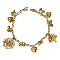 Pulseira Em Aço Dourado Com Berloques Diversos - PSI0226