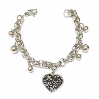Pulseira Em Aço Inoxidável Com Elos Grandes E Berloque - PSI0225