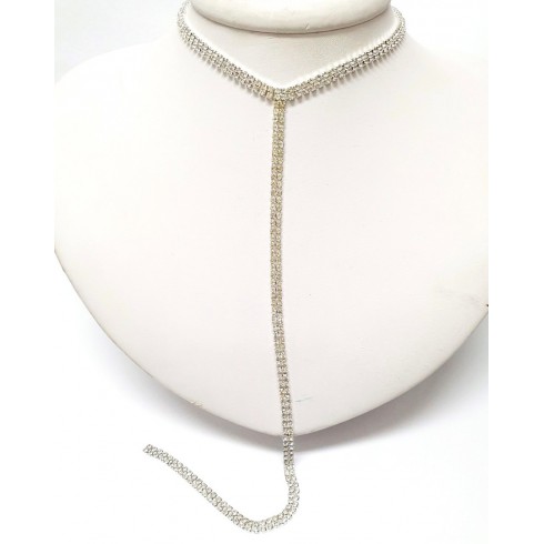 Colar Choker Duplo Com Cristal - CLI0521