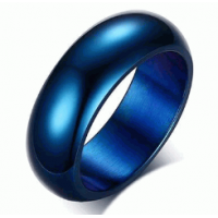 Anel Aliança em Aço Inoxidável Azul Cobalto