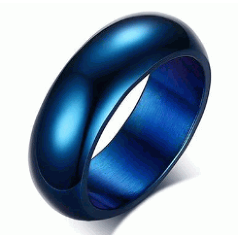 Anel Aliança em Aço Inoxidável Azul Cobalto