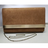 Bolsa Clutch Social Camurça com Correntes