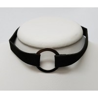 Colar Choker Camurça com Fivela Metal Black