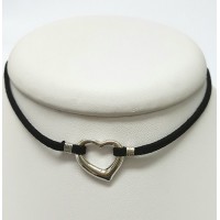 Gargantilha Choker Coração da Bibi Prateado