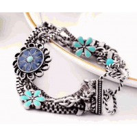 Bracelete Vintage com Flores Esmaltadas