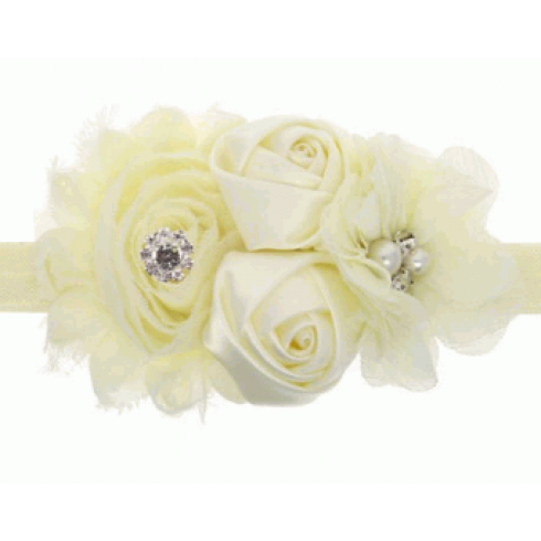 Headband Com Flores e Cristais para Bebê