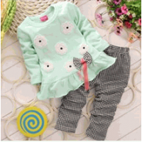 Conjunto Infantil Menina Importado Xadrez com Flores