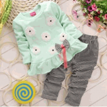 Conjunto Infantil Menina Importado Xadrez com Flores