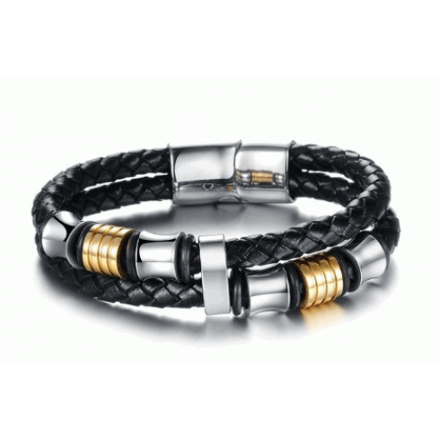 Bracelete Masculino Em Couro com Berloques