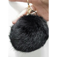 Chaveiro Pompom com Pelo de Coelho