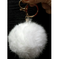 Chaveiro Pompom com Pelo de Coelho