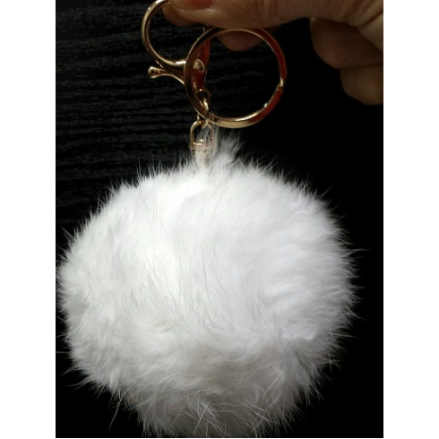 Chaveiro Pompom com Pelo de Coelho