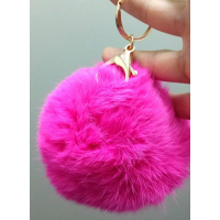 Chaveiro Pompom com Pelo de Coelho