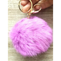 Chaveiro Pompom com Pelo de Coelho