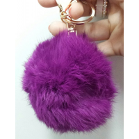 Chaveiro Pompom com Pelo de Coelho